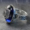 925 Sterling Silver The Vampire Diaries Cosplay Damon Salvatore Artificial Gemstone Ring Jewelry For Men Birthday 2 - Vampire Diaries Store