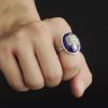 925 Sterling Silver The Vampire Diaries Damon Salvatore Lapis Lazuil Mens Ring Jewelry 925 Sterling Silver 1 - Vampire Diaries Store