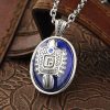 925 Sterling Silver Vampire Diaries Cosplay Jewelry Damon Salvatore Lapis Lazuli Pendant Necklace Custom Letters Men 2 - Vampire Diaries Store