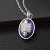 925 Sterling Silver Vampire Diaries Cosplay Jewelry Damon Salvatore Lapis Lazuli Pendant Necklace Custom Letters Men 3 - Vampire Diaries Store