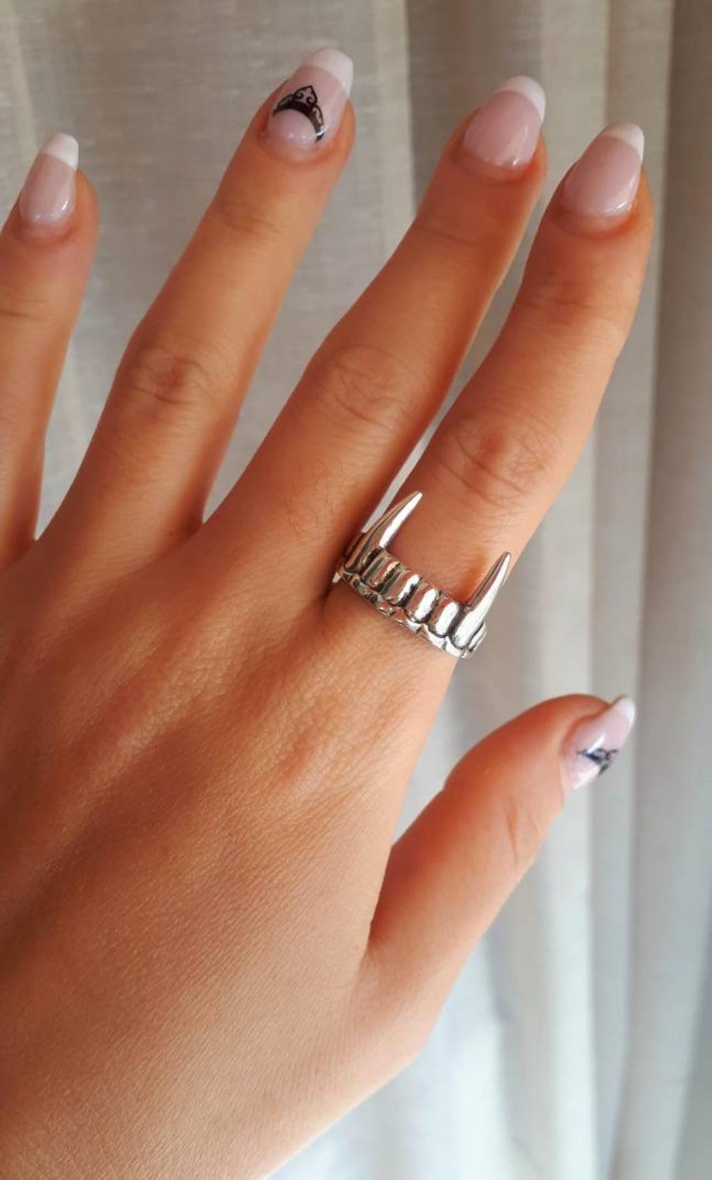 Antique Silver Color Vampire Teeth Open Ring For Women Men Retro Creative Hiphop Adjustable Rings Punk 1 - Vampire Diaries Store