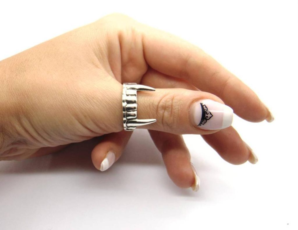 Antique Silver Color Vampire Teeth Open Ring For Women Men Retro Creative Hiphop Adjustable Rings Punk 2 - Vampire Diaries Store