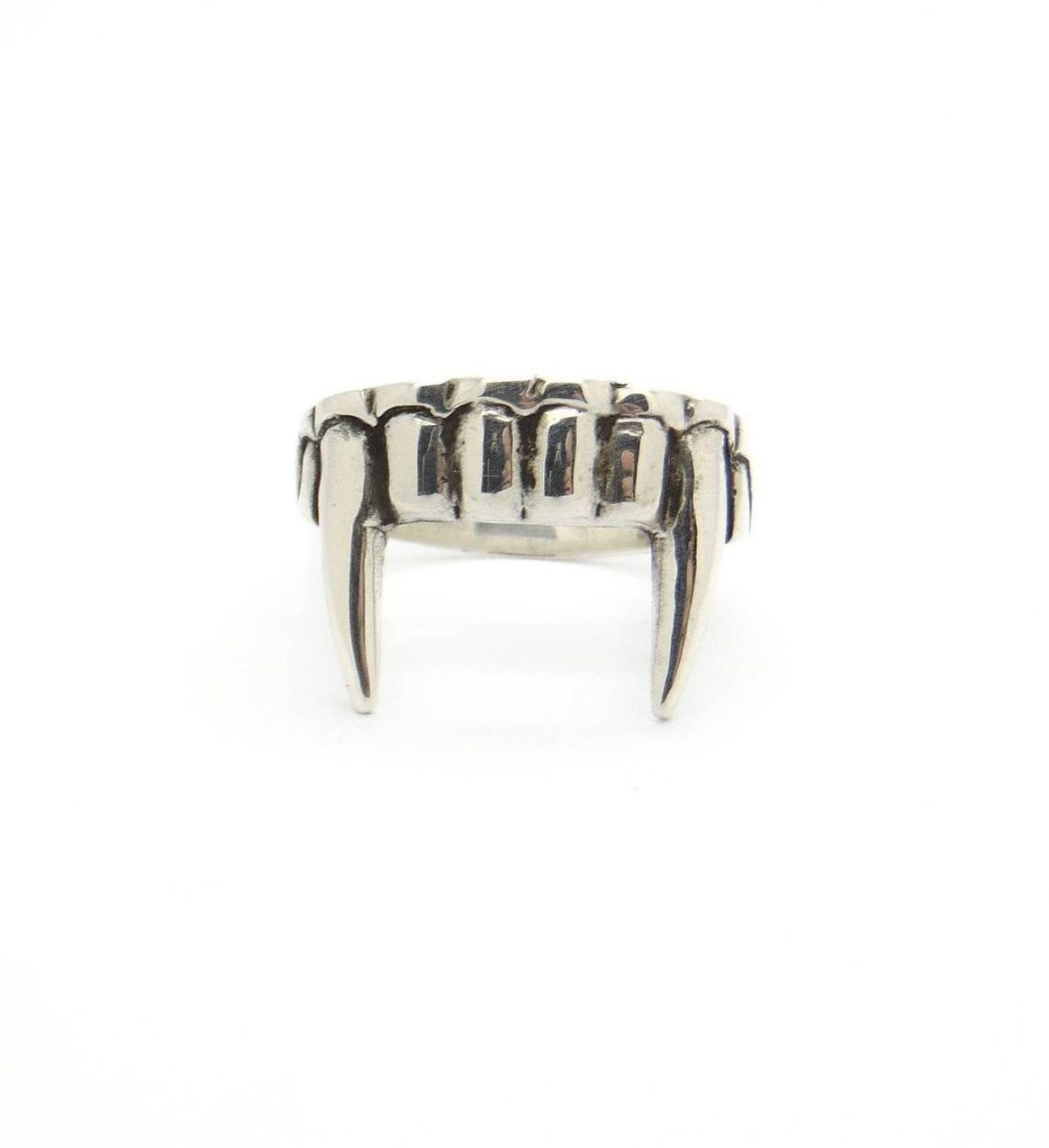 Antique Silver Color Vampire Teeth Open Ring For Women Men Retro Creative Hiphop Adjustable Rings Punk 3 - Vampire Diaries Store