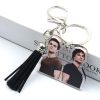 Classic Movie The Vampire Diaries Leather Tassel Acrylic Keychains Holder Elena Stefan Double Sided Key Chains 3 - Vampire Diaries Store