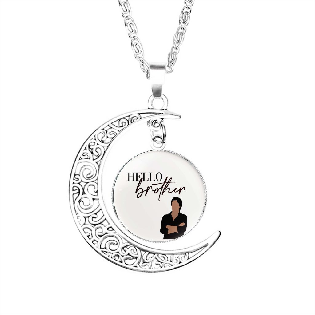 Hello Brother Damon Salvatore Vampire Diaries Moon Necklace Charm Jewelry Glass Fashion Pendant Accessories Party Lady - Vampire Diaries Store