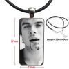 Ian Somerhalder Of Vampire Diaries Glass Pendant Necklace Handmade Half Pendant Rectangle Necklace For Women Choker 5 - Vampire Diaries Store