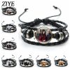 The Vampire Diaries Leather Bracelet TV Series Elena Stefan Characters Glass Dome Bracelets Handmade Jewelry Gifts - Vampire Diaries Store