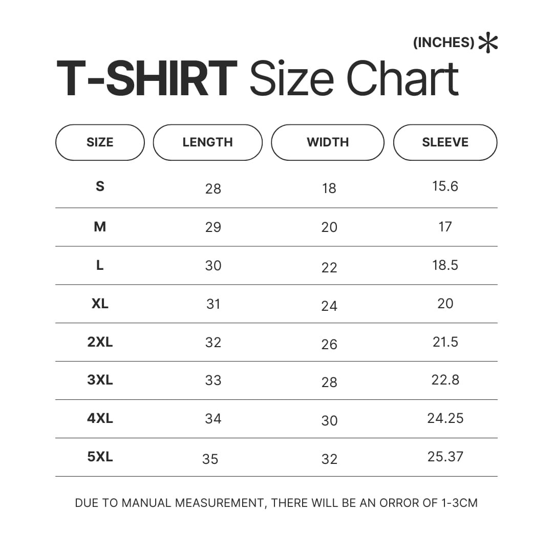 3D T shirt Size Chart - Vampire Diaries Store