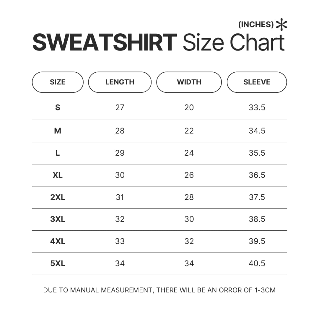 Sweatshirt Size Chart - Vampire Diaries Store