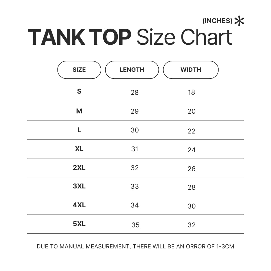 Tank Top Size Chart - Vampire Diaries Store